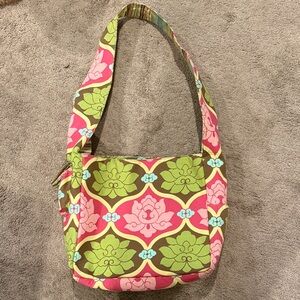 Stylish Pink and Green Patterned Shoulder Bag
